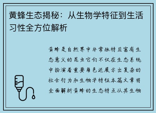 黄蜂生态揭秘：从生物学特征到生活习性全方位解析